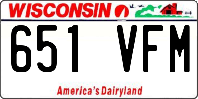 WI license plate 651VFM