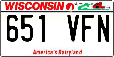 WI license plate 651VFN
