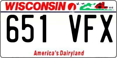 WI license plate 651VFX