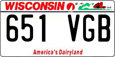 WI license plate 651VGB