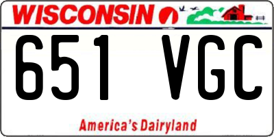 WI license plate 651VGC