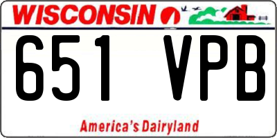 WI license plate 651VPB