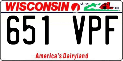 WI license plate 651VPF