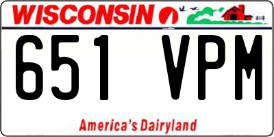 WI license plate 651VPM