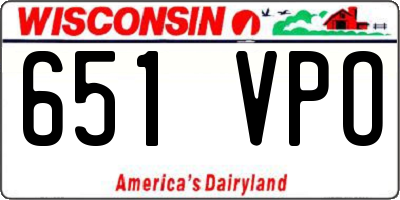 WI license plate 651VPO