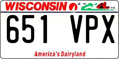 WI license plate 651VPX
