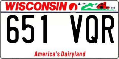 WI license plate 651VQR