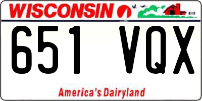 WI license plate 651VQX