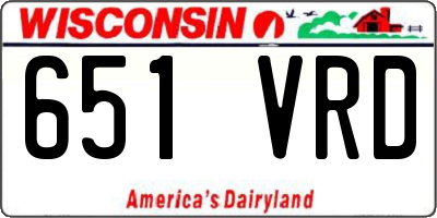 WI license plate 651VRD