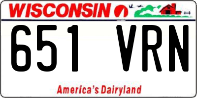 WI license plate 651VRN