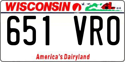 WI license plate 651VRO