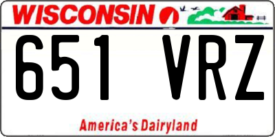 WI license plate 651VRZ