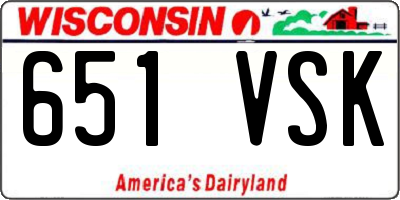 WI license plate 651VSK