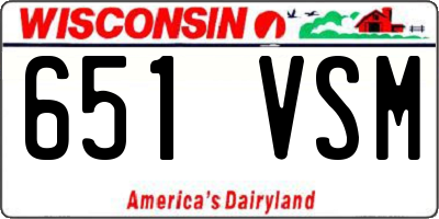 WI license plate 651VSM