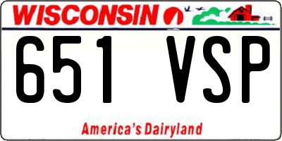 WI license plate 651VSP