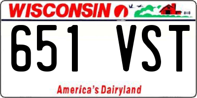 WI license plate 651VST
