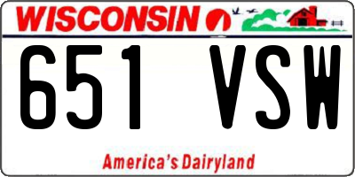 WI license plate 651VSW