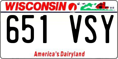 WI license plate 651VSY