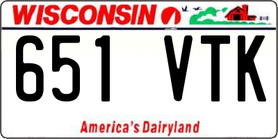 WI license plate 651VTK