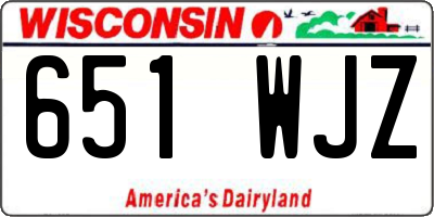 WI license plate 651WJZ