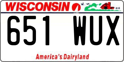 WI license plate 651WUX