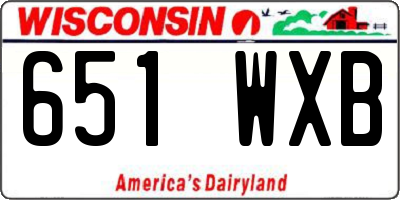 WI license plate 651WXB