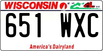 WI license plate 651WXC