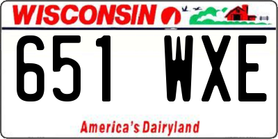 WI license plate 651WXE