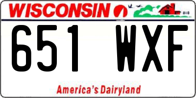 WI license plate 651WXF