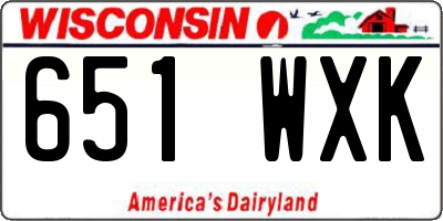 WI license plate 651WXK