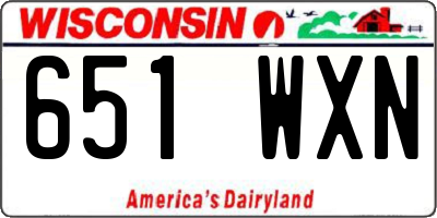 WI license plate 651WXN