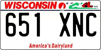 WI license plate 651XNC