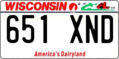 WI license plate 651XND