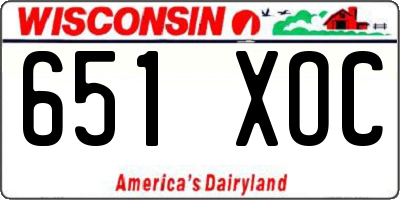 WI license plate 651XOC