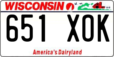 WI license plate 651XOK