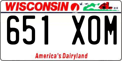 WI license plate 651XOM