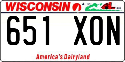 WI license plate 651XON