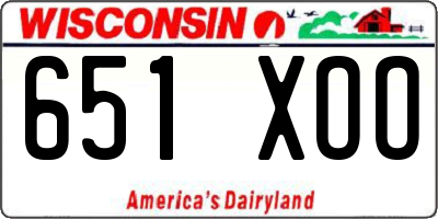 WI license plate 651XOO