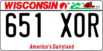 WI license plate 651XOR