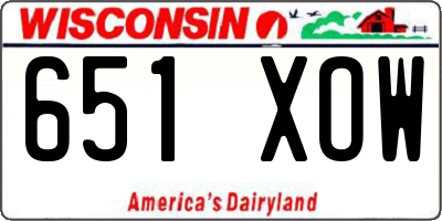 WI license plate 651XOW