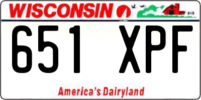 WI license plate 651XPF