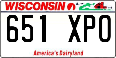 WI license plate 651XPO