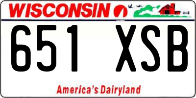 WI license plate 651XSB