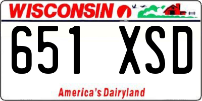 WI license plate 651XSD