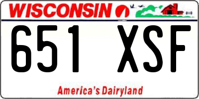 WI license plate 651XSF