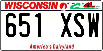 WI license plate 651XSW