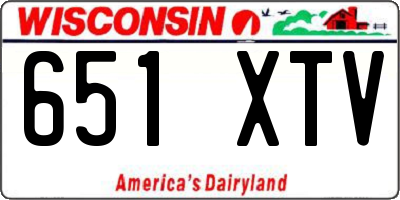 WI license plate 651XTV
