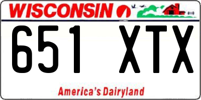 WI license plate 651XTX
