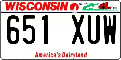 WI license plate 651XUW