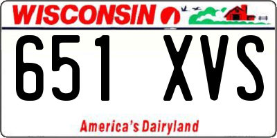 WI license plate 651XVS